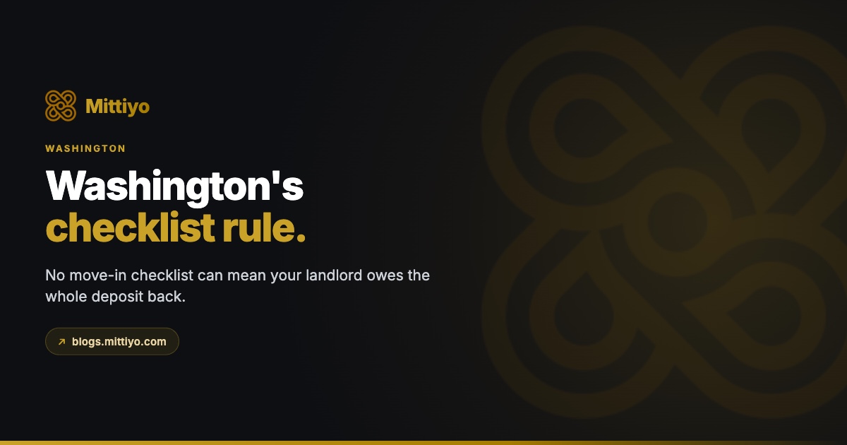 Washington Security Deposit Law (2026): the Move-In Checklist, 30-Day Rule and How to Sue